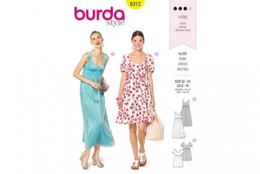 burda Schnittmuster 6312 Kleid - Empire-Linie 