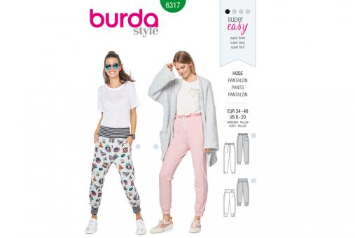 burda Schnittmuster 6317 Jog-Pants - Schlupfhose 