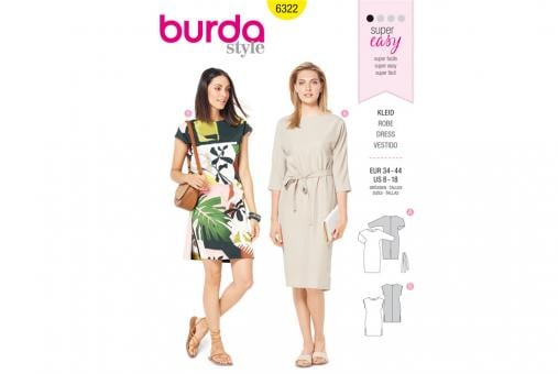 burda Schnittmuster 6322 Kleid mit Fledermausärmeln 