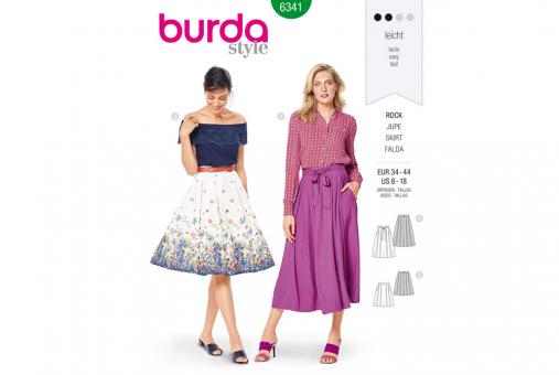 burda Schnittmuster 6341 Rock mit Kellerfalten 