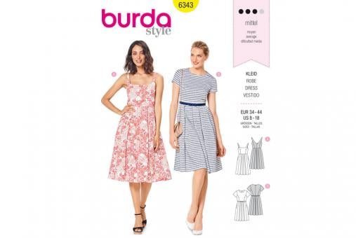 burda Schnittmuster 6343 Kleid mit Faltenrock - Trägerkleid 