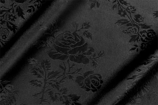 Jacquard-Satin - Roses Schwarz