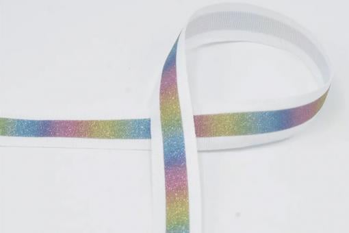 Reflektierendes Band - 20 mm - Glitzer-Regenbogen 