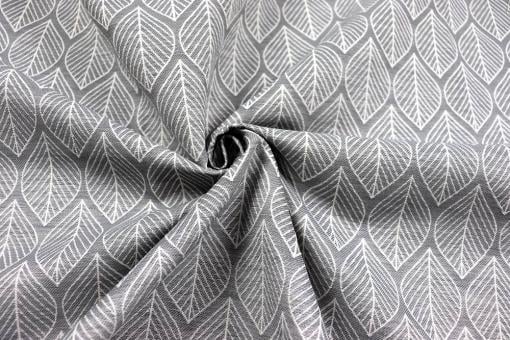 Jacquard-Dekostoff - Modern Leaves - Grau/Creme 