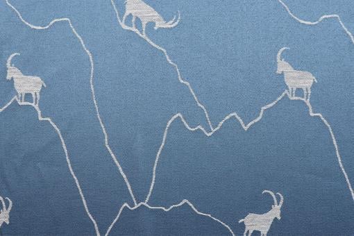 Dekostoff zweiseitiger Jacquard - Tiroler Steinbock - Blau 