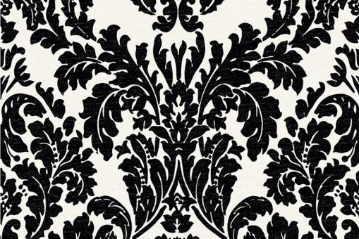 Wende-Türvorhang-Stoff Chenille - Barock-Ornament 1 Creme/Schwarz