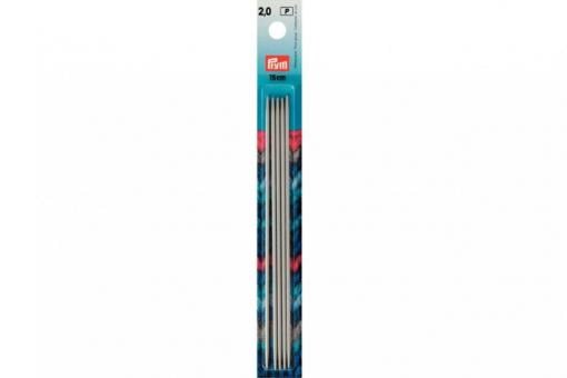 Strumpfstricknadeln Prym 15 cm - 2,0 mm Grau ALU 