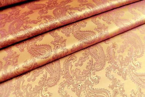 Viskose-Taft - Paisley Jacquard Gold/Bordeaux