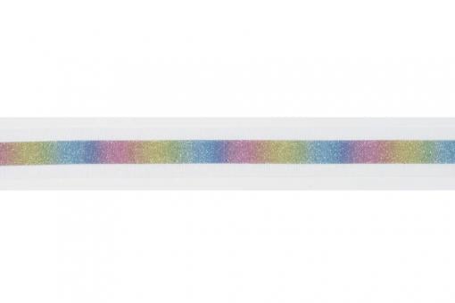 Reflektierendes Band - 20 mm - Glitzer-Regenbogen 