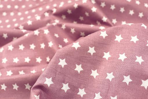 Baumwollstoff für Bettwäsche - Stars - 295 cm - Dusty Pink 