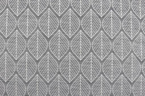 Jacquard-Dekostoff - Modern Leaves - Grau/Creme 