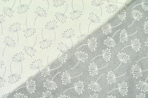 Pusteblumen-Schirmchen - Dekostoff Jacquard - Hellgrau/Creme 