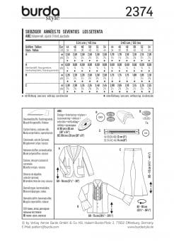 burda Schnittmuster 2374 Karneval Herren Siebziger 