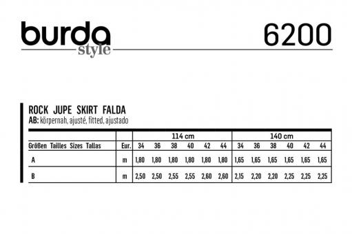 burda Schnittmuster 6200 Wickelrock 