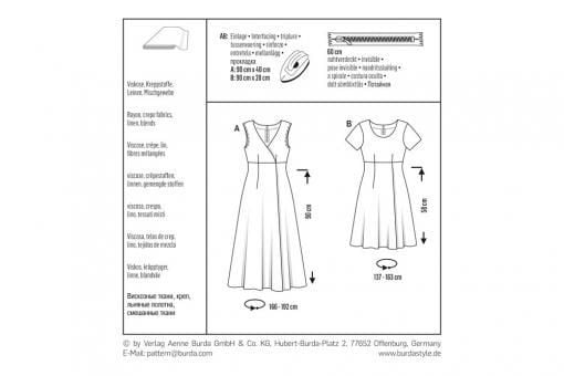 burda Schnittmuster 6496 Kleid - Wickeleffekt 