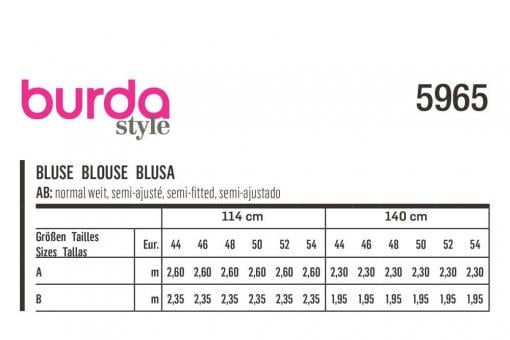 burda Schnittmuster 5965 - Bluse – mit Stehkragen 