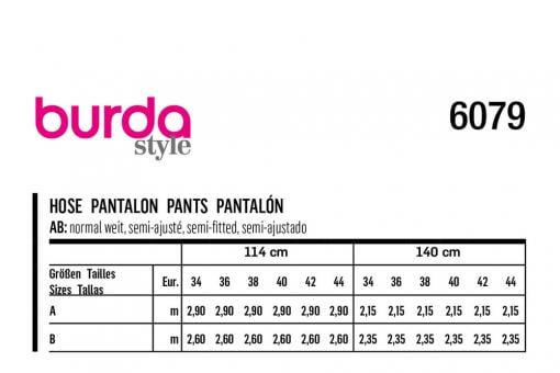 Burda Schnittmuster 6079 - Bundfalten-Hose 