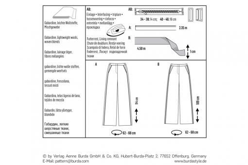 burda Schnittmuster 6470 Hose mit Formbund 