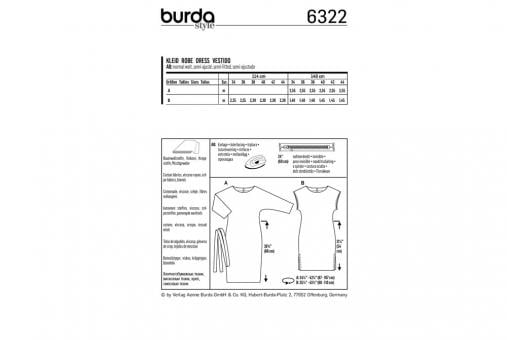 burda Schnittmuster 6322 Kleid mit Fledermausärmeln 