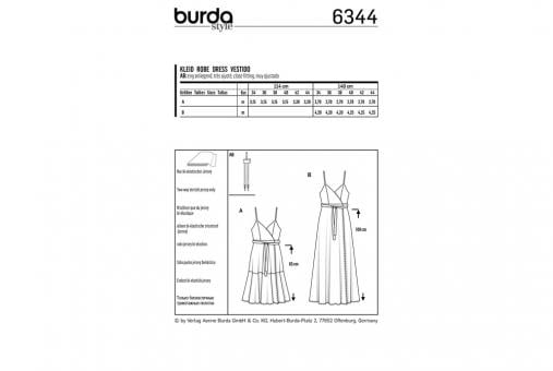 burda Schnittmuster 6344 Wickelkleid - Trägerkleid 