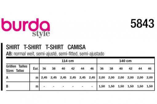 burda Schnittmuster 5843 - Shirt 