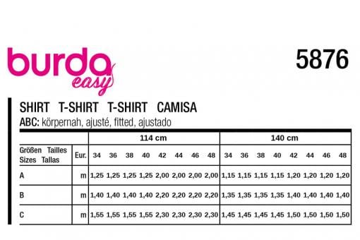 burda Schnittmuster 5876 - Shirt 