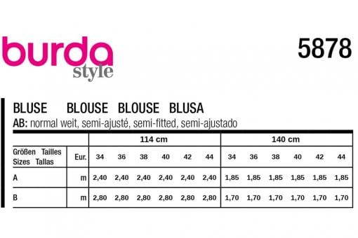 burda Schnittmuster 5878 - Bluse 