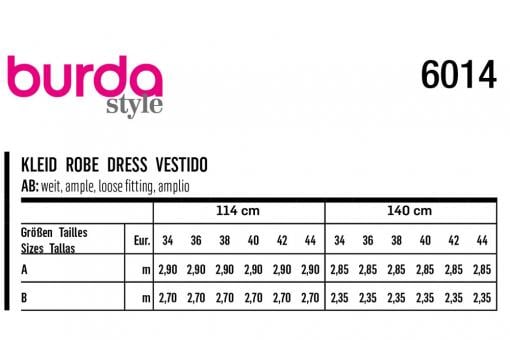 burda Schnittmuster 6014 - Kleid 