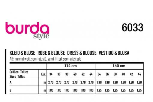 burda Schnittmuster 6033 - Kleid/Bluse 