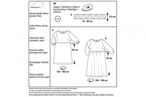 Burda Schnittmuster 6058 - Kleid mit 3/4 Ärmel 