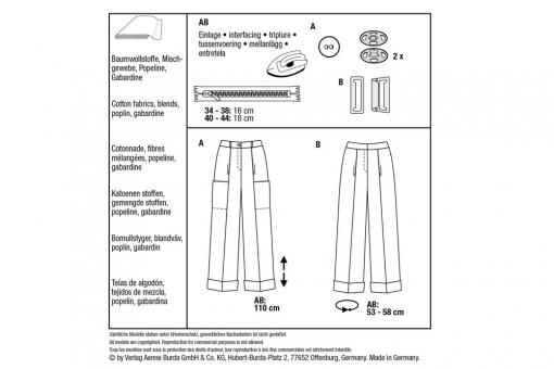 Burda Schnittmuster 6079 - Bundfalten-Hose 