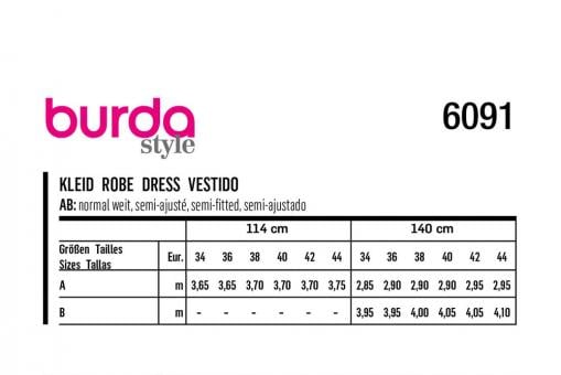 Burda Schnittmuster 6091 - Kleid in Wickeloptik 