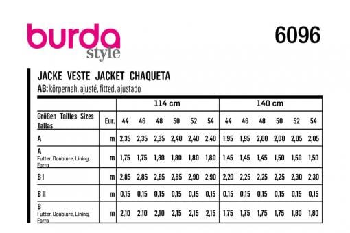 Burda Schnittmuster 6096 - Jacke mit Schößchen 