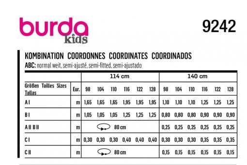 burda Schnittmuster 9242 - Kids - Kombination 