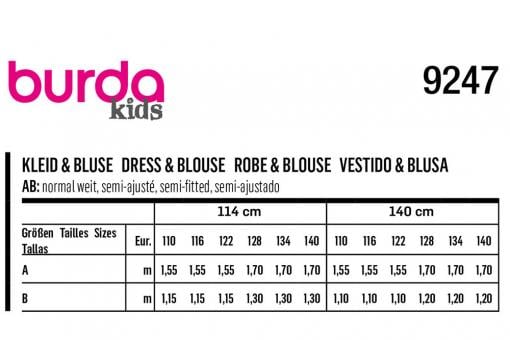 burda Schnittmuster 9247 - Kids - Kleid & Bluse 