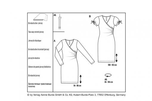 burda Schnittmuster 6211 Kleid in Wickeloptik 