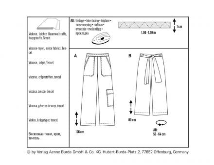 burda Schnittmuster 6250 Hose - weite Form 