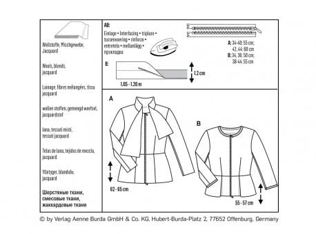 burda Schnittmuster 6293 Schößchenjacke 