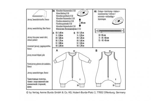 burda Schnittmuster 9298 Schlafsack - Schlafsack-Overall 