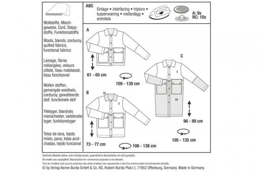 burda Schnittmuster 5941 - Jacke und Mantel 