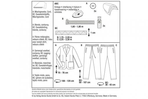 burda Schnittmuster 5955 - Herrenanzug 