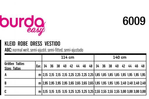 burda Schnittmuster 6009 - Kleid 