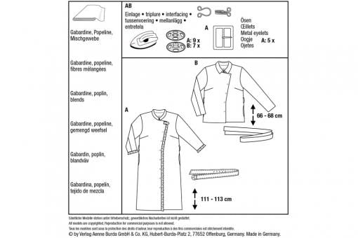 burda Schnittmuster 6031 - Mantel/Jacke 