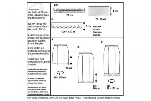 burda Schnittmuster 6112 - Eng anliegender Bahnenrock 