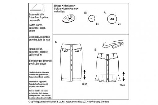 burda Schnittmuster 6137 - Rock mit Hüftpasse 