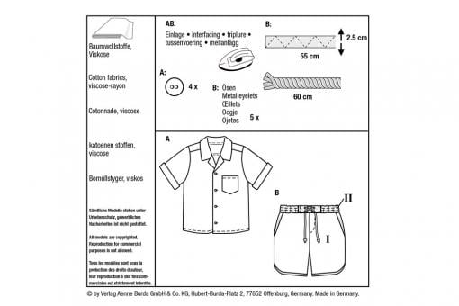 burda Schnittmuster 9285 - Shorts und Hemd 