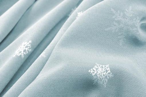 Jacquard-Dekostoff zweiseitig - Schneeflocken - Hellblau/Eisblau 