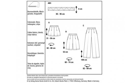 burda Schnittmuster 6008 - Luftige Hosen 